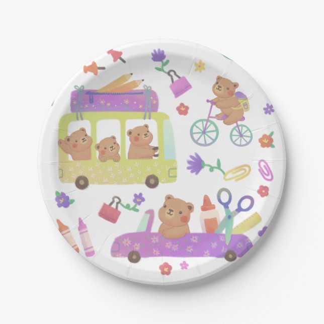 Back to School: Teddy's Ready for School Paper Plates (Front)
