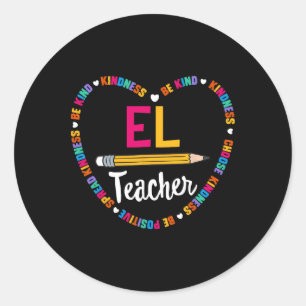 Back To School Tee El Teacher English Learner Squa Classic Round Sticker