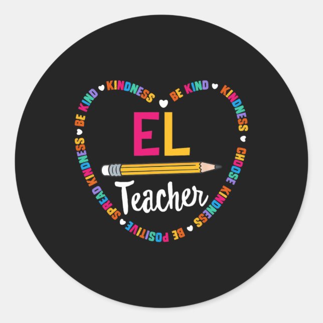 Back To School Tee El Teacher English Learner Squa Classic Round Sticker (Front)