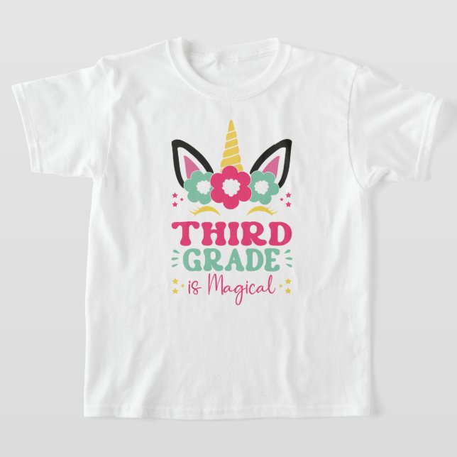 Back to School Tee | Hello Third Grade unicorn (Laydown)