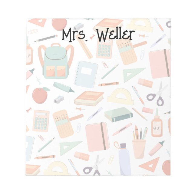 Back To School Themed Personalized Notepad (Front)