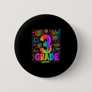 Back to school third 3rd grade colorful school tie button