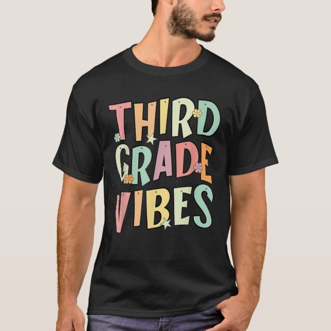 Back To School Third Grade Vibes Retro Teacher Wom T-Shirt (Front)