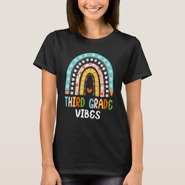 Back To School Third Grade Vibes Teachers & Studen T-Shirt (Front)