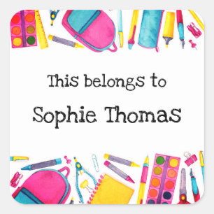 Back to School This Belongs to Fun and Colorful Square Sticker