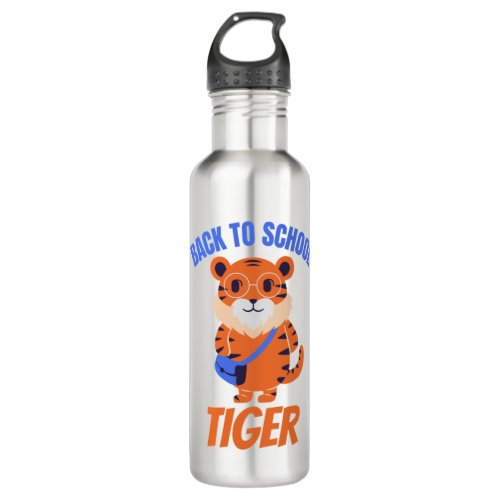 back to school tiger stainless steel water bottle