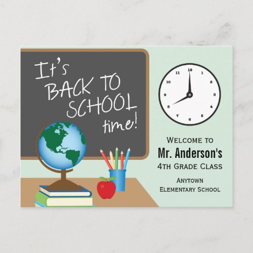 Back To School Time Personalized Teacher Postcard