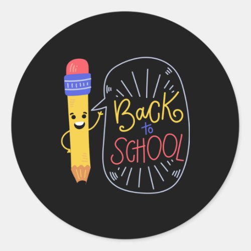 Back To School Trendy Pencil Teacher Student Gift  Classic Round Sticker