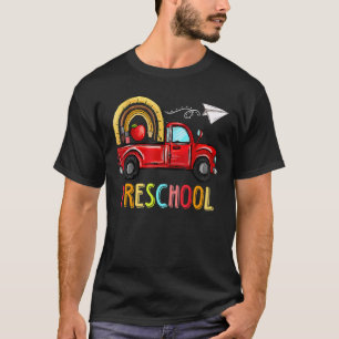 Back To School Truck Rainbow Preschool Teacher Stu T-Shirt