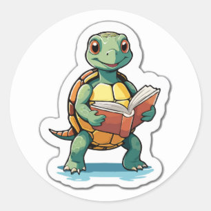 Back to School Turtle - A Slow and Steady Reader Classic Round Sticker