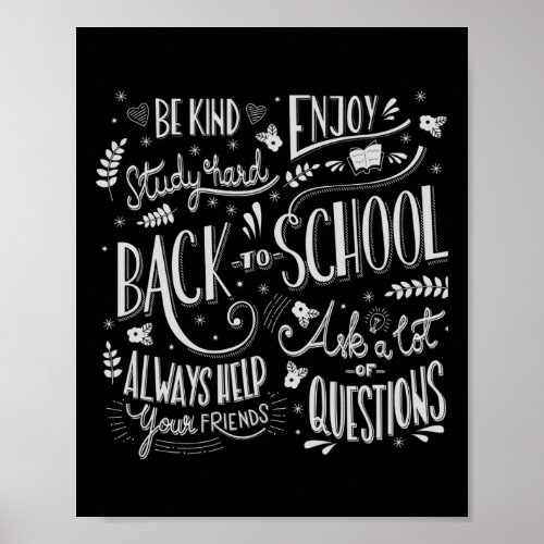Back To School Typography Drawing On Blackboard Wi Poster