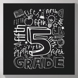Back To School Typography Fifth 5th Grade Team Canvas Photo Tile