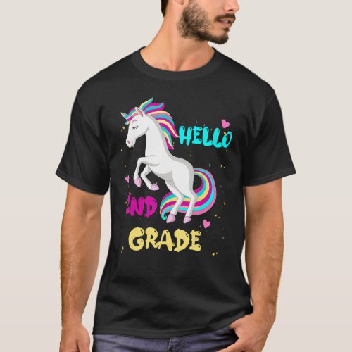 Back To School Unicorn Hello Kid First Day Of Seco T_Shirt