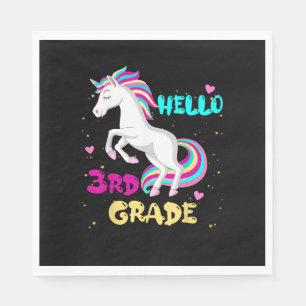 Back To School Unicorn Hello Kid First Day of Thir Napkins