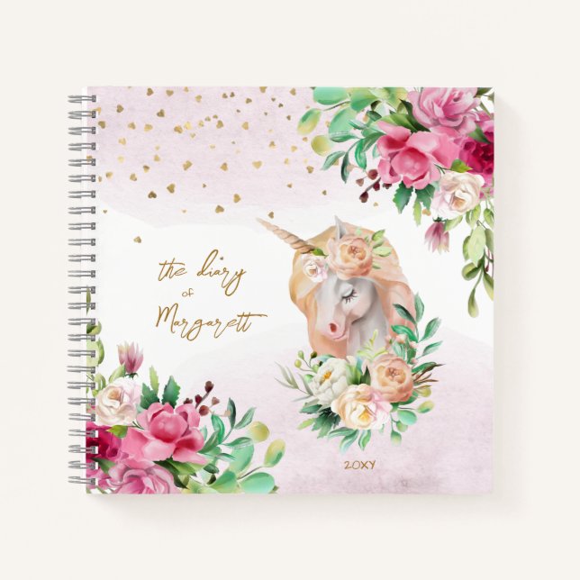 Back To School Unicorn Magic Girl Daily Sketchbook Notebook (Front)
