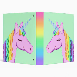 Back To School Unicorn Rainbow 3 Ring Binder
