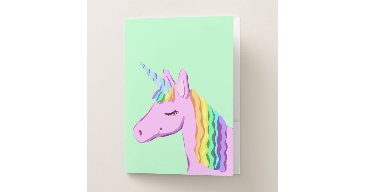 Back To School Unicorn Rainbow Pocket Folder Zazzle Com