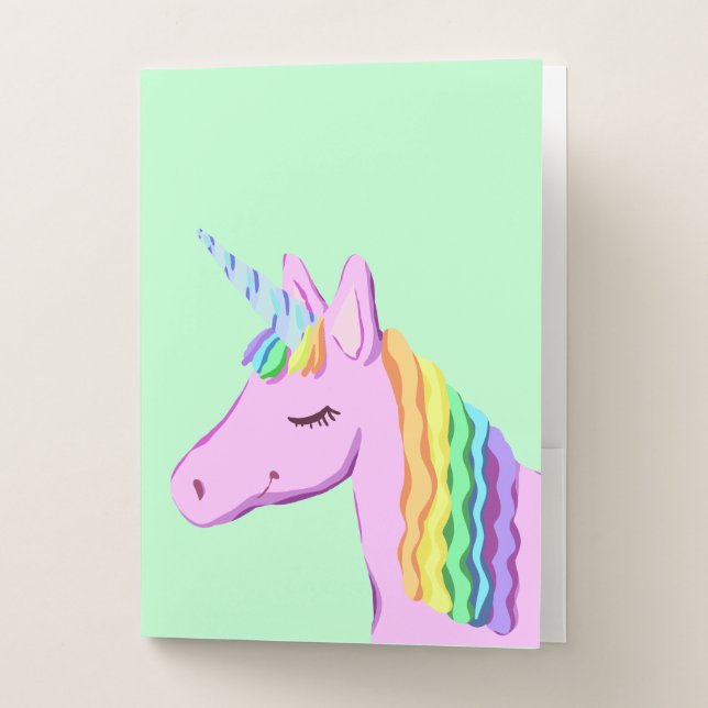 Back To School Unicorn Rainbow Pocket Folder (Front)
