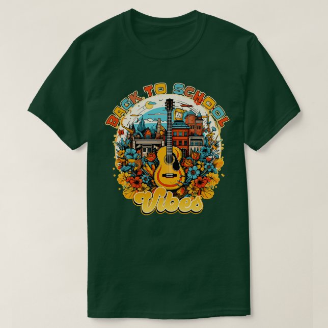 Back to School Vibes Guitar Design T-Shirt (Design Front)