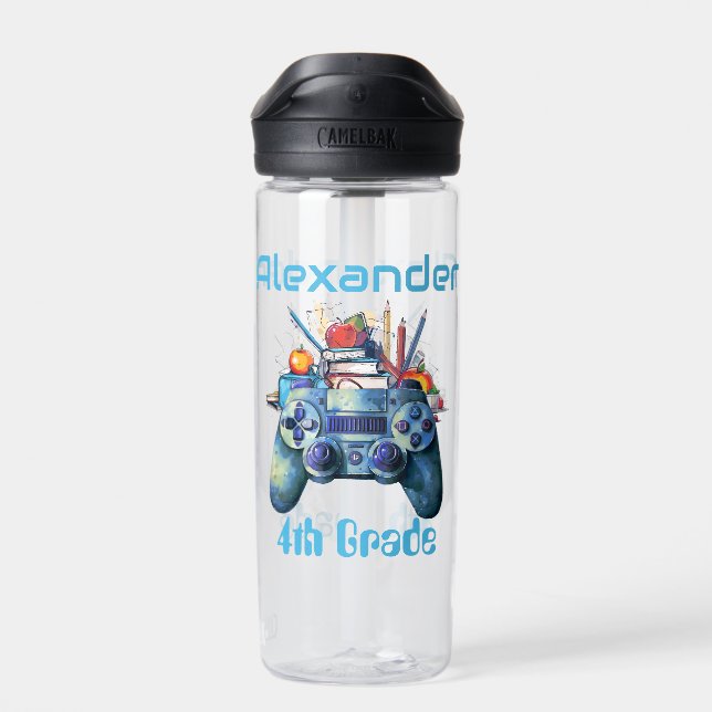 Back To School Video Game Water Bottle (Back)