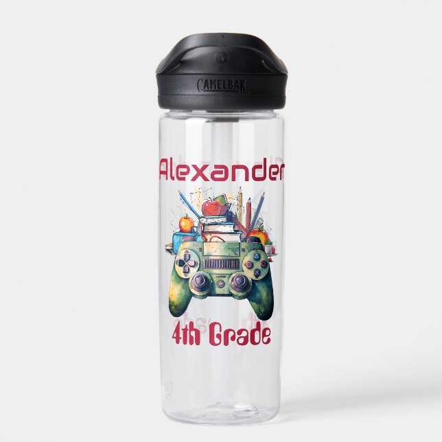 Back To School Video Game Water Bottle (Back)
