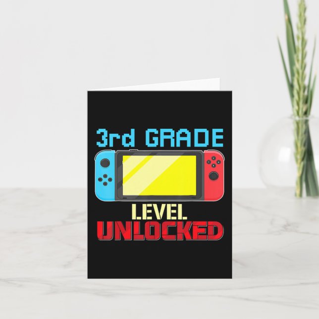 Back to School Video Gamer 3rd Grade Level Unlocke Card (Front)