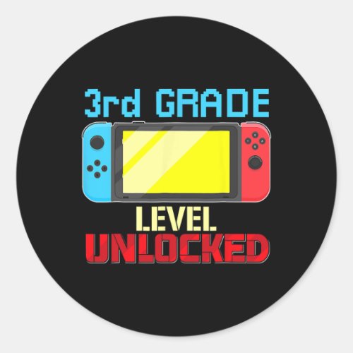 Back To School Video Gamer 3rd Grade Level Unlocke Classic Round Sticker