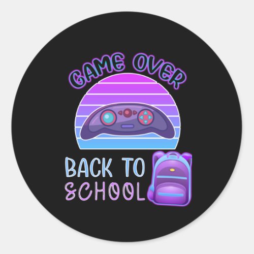 Back To School Video Gamer First Day Of School  Classic Round Sticker