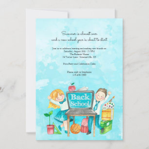 Back to School Watercolor Invitation