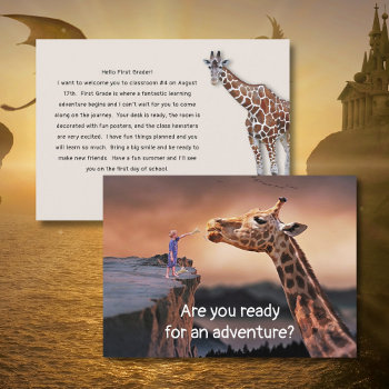 Back To School Welcome Cards Giraffe Adventure by BlueHyd at Zazzle