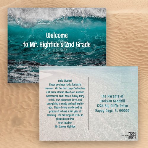 Back to School Welcome Students Ocean Waves Postcard