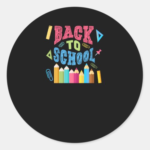Back To School With Coloring Pencils And Paperclip Classic Round Sticker