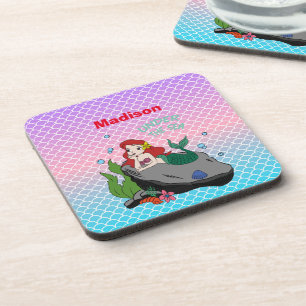 Back to school with mermaids and the sea  beverage coaster