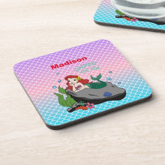 Back to school with mermaids and the sea  beverage coaster (Left Side)