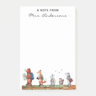 Back To School Woodland Friends Personalized Post-it Notes