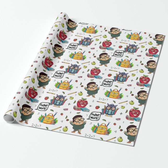 Back to School Wrapping Paper (Unrolled)