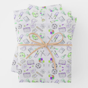 Back to School Wrapping Paper, Cute School Supplie Paper Sheets