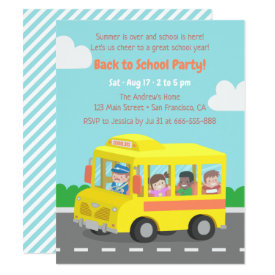 Back to School Yellow Bus Kids Party Invitations