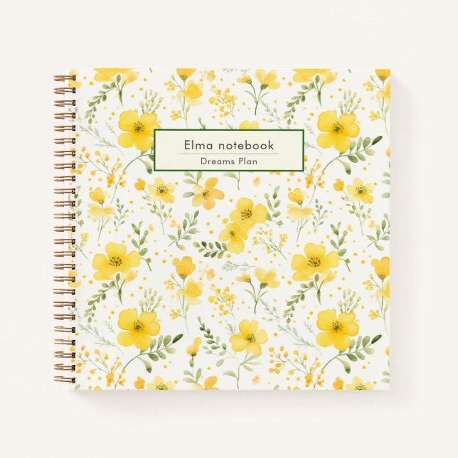  Back to school yellow wildflower pattern floral  Notebook (Front)