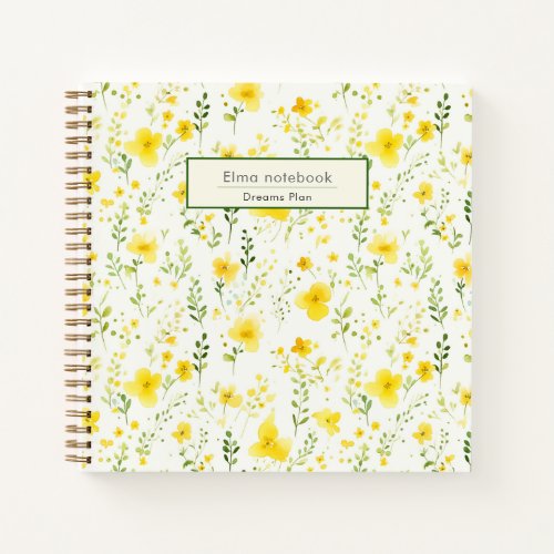 Back to school yellow wildflower pattern floral  notebook