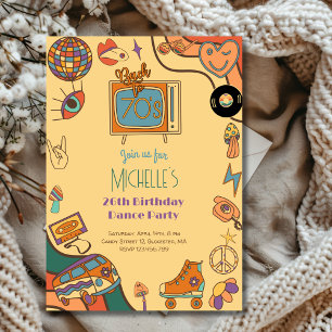 Back to the 70's retro groovy birthday invitation