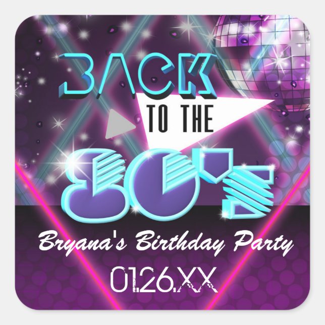 BACK TO THE 80'S Glam Dance Party Sticker Label (Front)