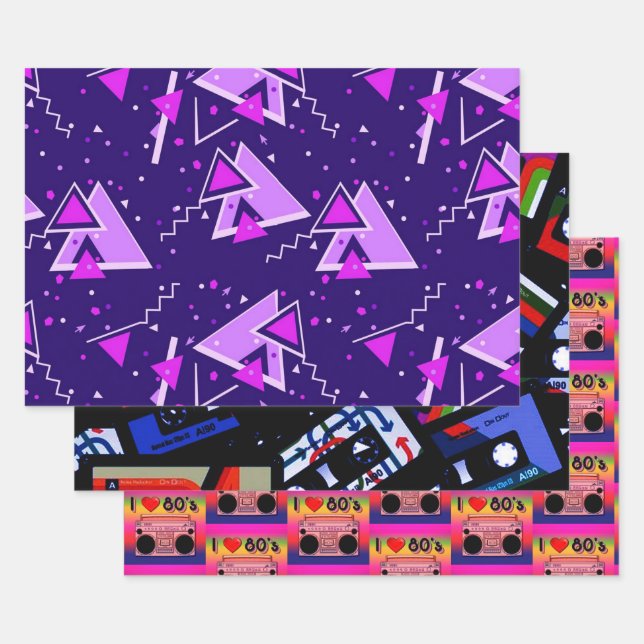 Back To The 80's Retro Collection Wrapping Paper Sheets (Set)