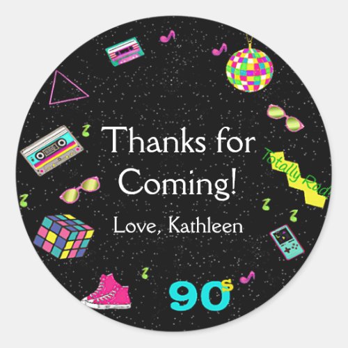 Back to the 90s Any Age Thank You Classic Round Sticker