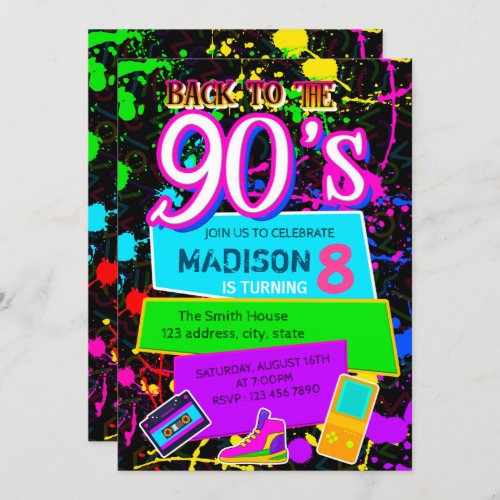 Back to the 90s party invitation