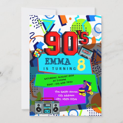 Back to the 90s party invitation