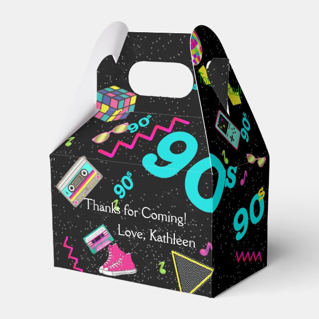 Back to the 90's, Retro, Any Age Favor Boxes (Front Side)