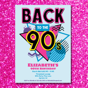 Back To The 90s Retro Birthday Invitation