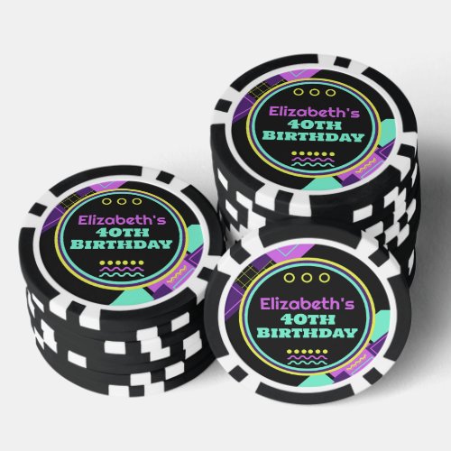 Back To The 90s Retro Birthday Poker Chips