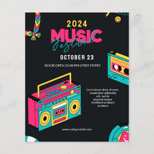  Back to the 90s Retro Music Festival Party  Flyer